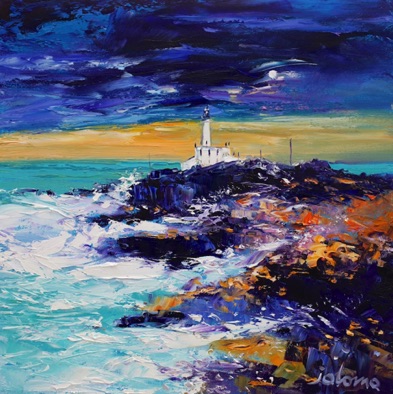 Stormy Eveninglight Turnberry Lighthouse 16x16